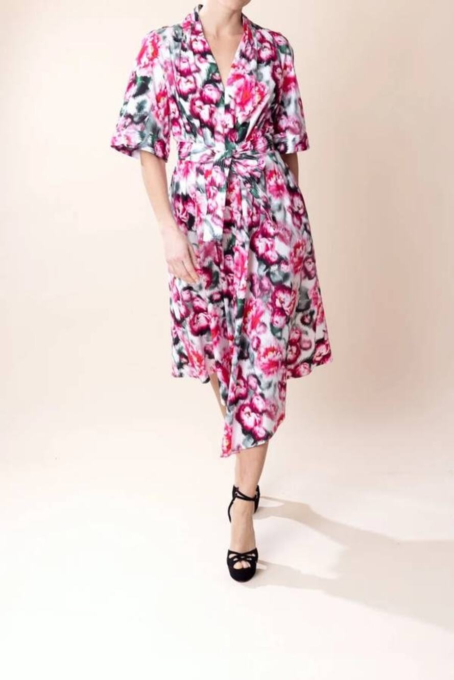 Adam Lippes Asymmetrical Printed Poplin Dress in Ivory Floral 10